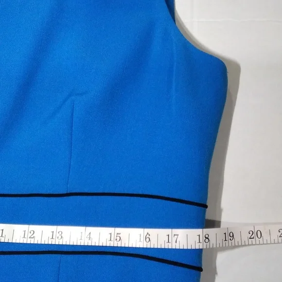 Kasper women's crew neck sleeveless blue dress - Picture 7 of 9